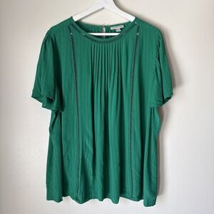 Knox Rose Top Womens Size L Green Bohemian Artsy Boho Resortwear Tunic Preppy